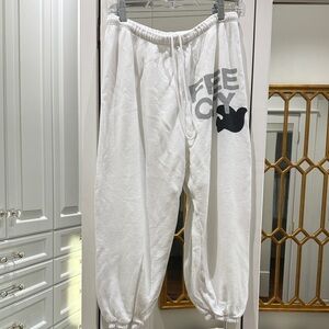 freecity White Joggers with Black Logo